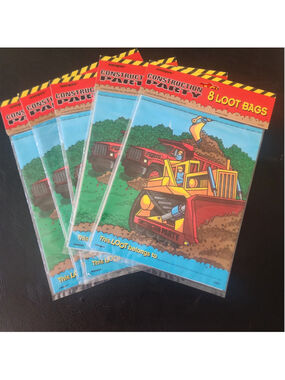 Vintage Construction Party Loot Bags Lot of 5 Packs Unique 8 Bags Each 40 Total